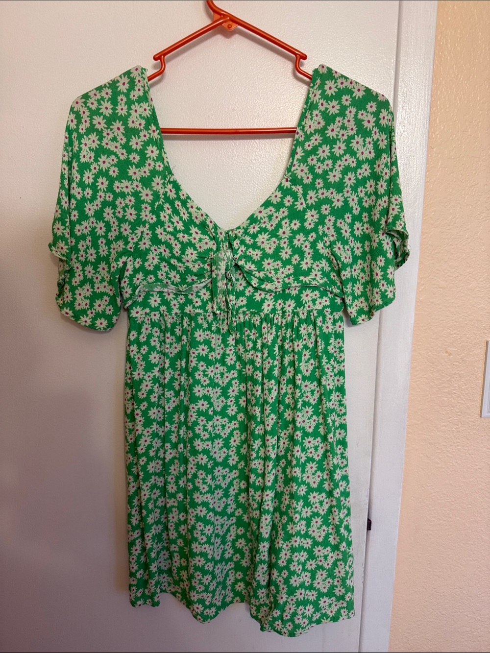 Zara Green Floral Tie-Front Mini Dress